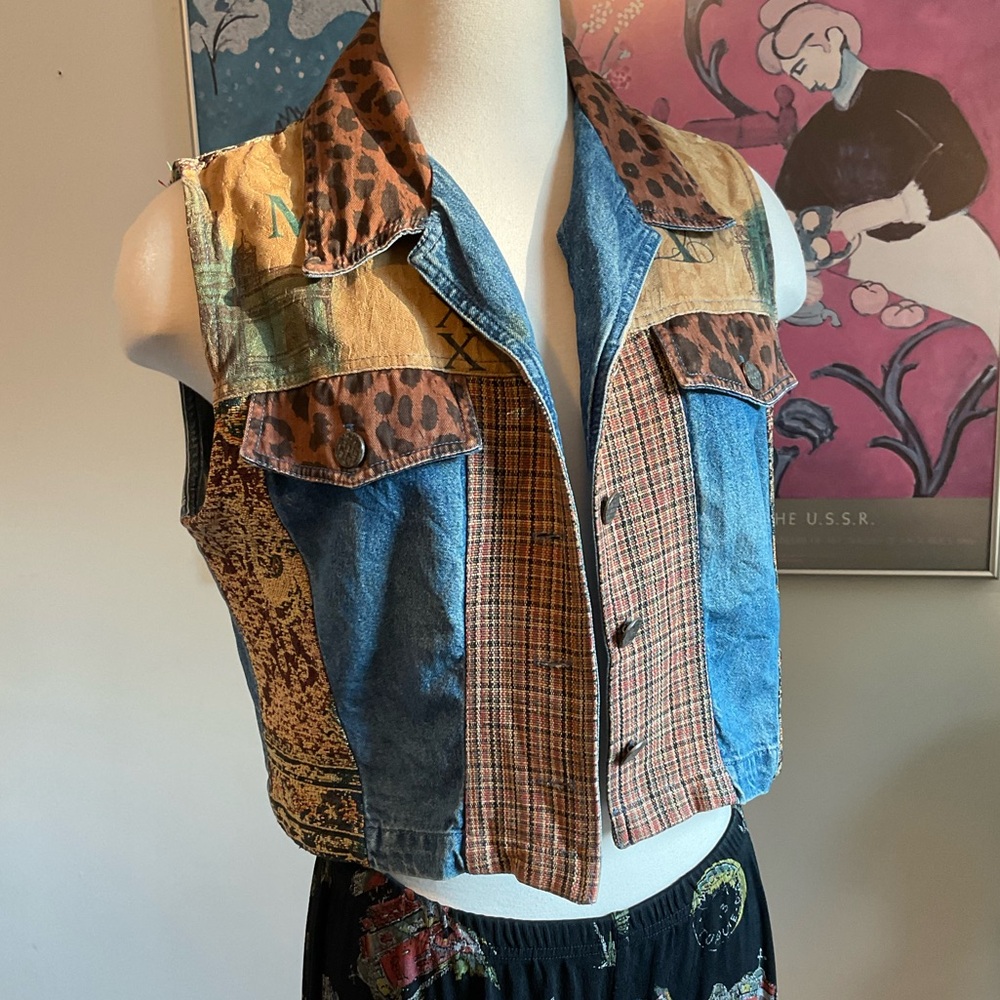 Vintage Denim Patchwork Vest
